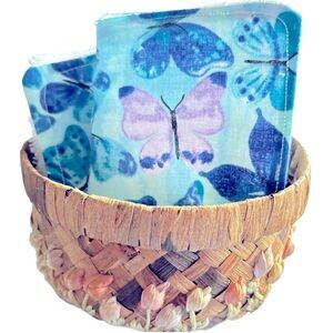 Hand Crafted Reusable Eco Friendly Butterflies Six Terry Cloth Unpaper Towels